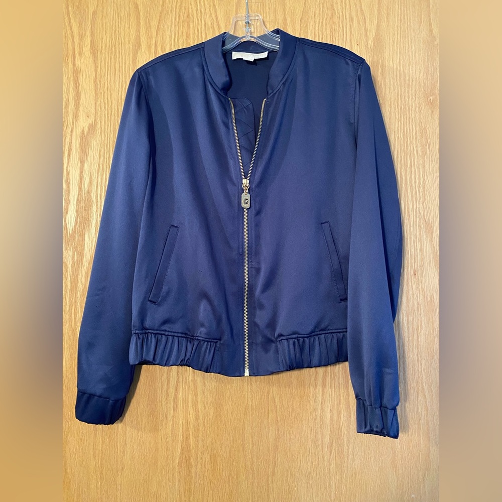 Michael Kors blue zip up shirt jacket